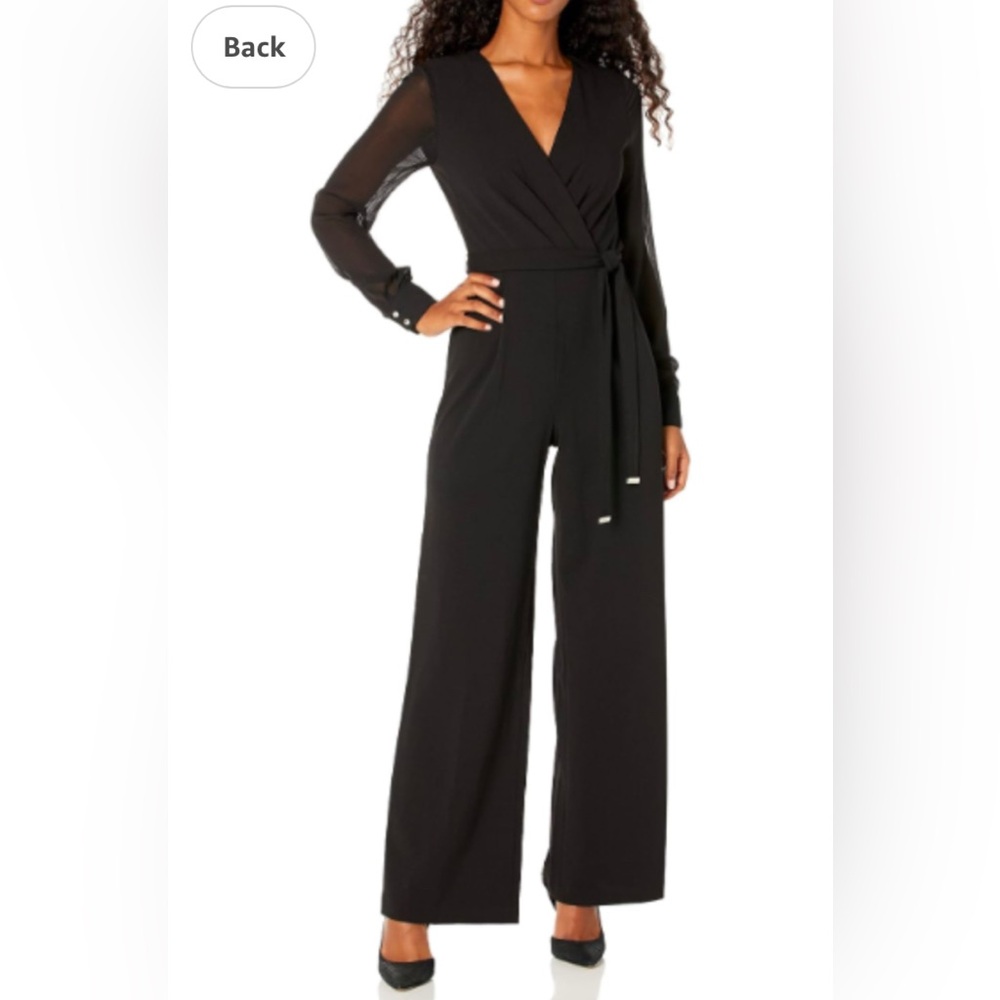 Elegant Black Long-Sleeve Wrap Jumpsuit